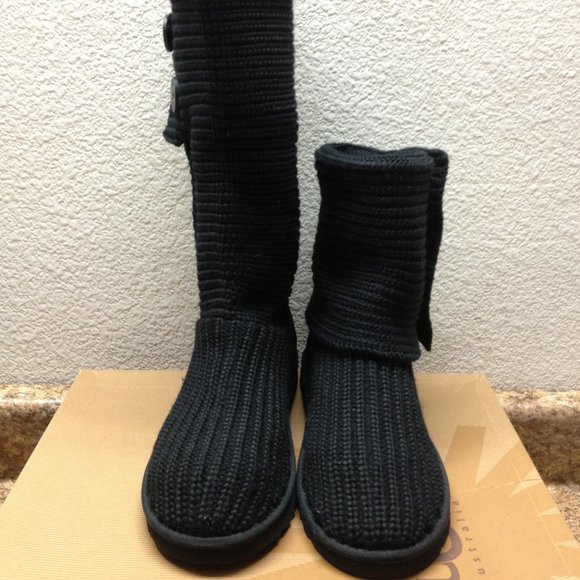 UGG CLASSIC CARDY TRIPLET KNIT BLACK BOOT US 9 - Picture 3 of 3
